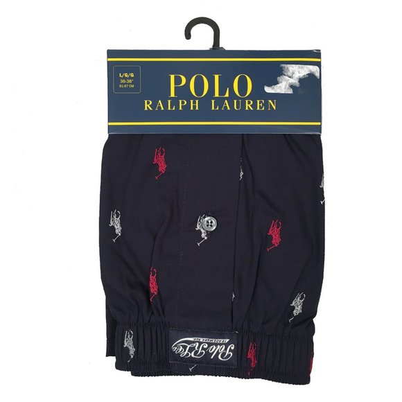 NEW Polo Ralph Lauren Boxer Shorts!  Large  Navy With Red & White Polo Players - Picture 1 of 1